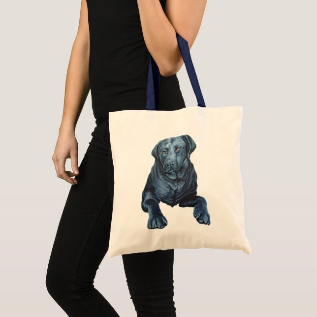 Svart lab väskor Blue Hund Art Tote bags (Framsida (produkt))