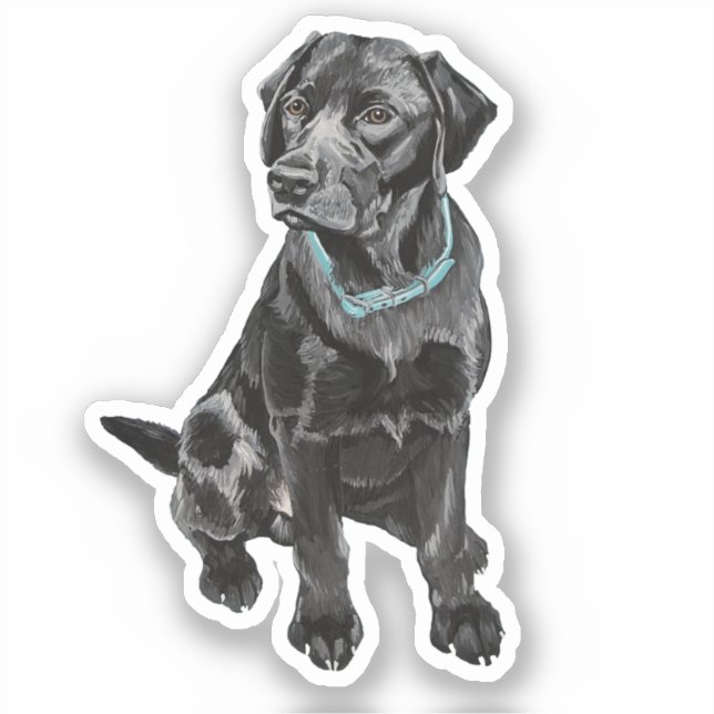 Svart lab vinyl Sticker Klistermärken (Framsida)