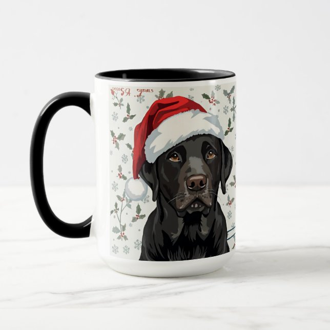 Svart labb jul  mugg (Vänster)