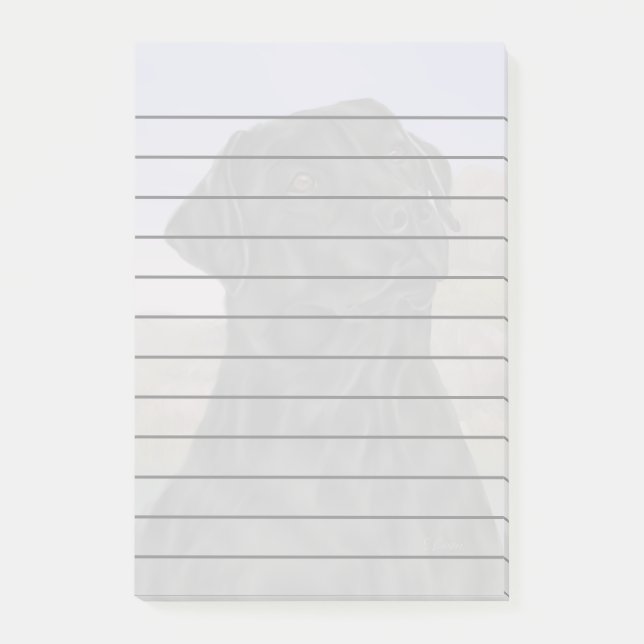 Svart Labrado Retriever Hundtryck Post-it Block (Framsida)