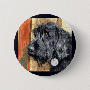 Svart Labradoodle #1 knäppas Knapp