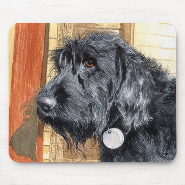 Svart Labradoodle #1 Mousepad Musmatta (Framsidan)