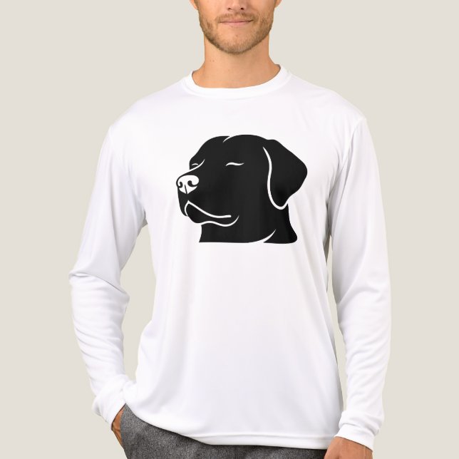 Svart Labradoodle ansikts siluett  T Shirt (Framsida)