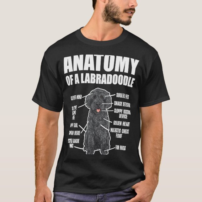 Svart labradoodle- Hund anatomi i en labradoodle T Shirt (Framsida)