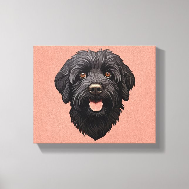 Svart Labradoodle Hund Canvastryck (Framsida)