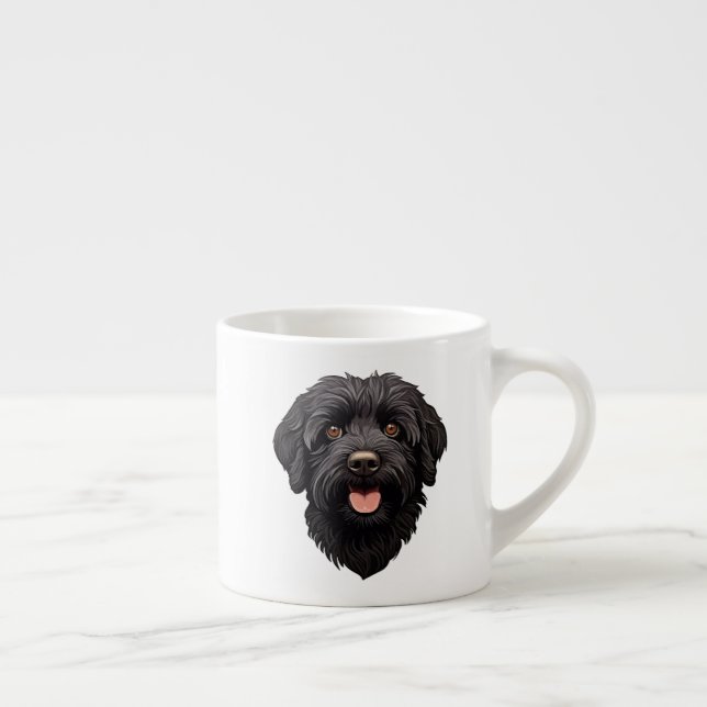 Svart Labradoodle Hund Espressomugg (Höger)