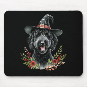 Svart Labradoodle Hund Halloween Akvarell Konstver Musmatta