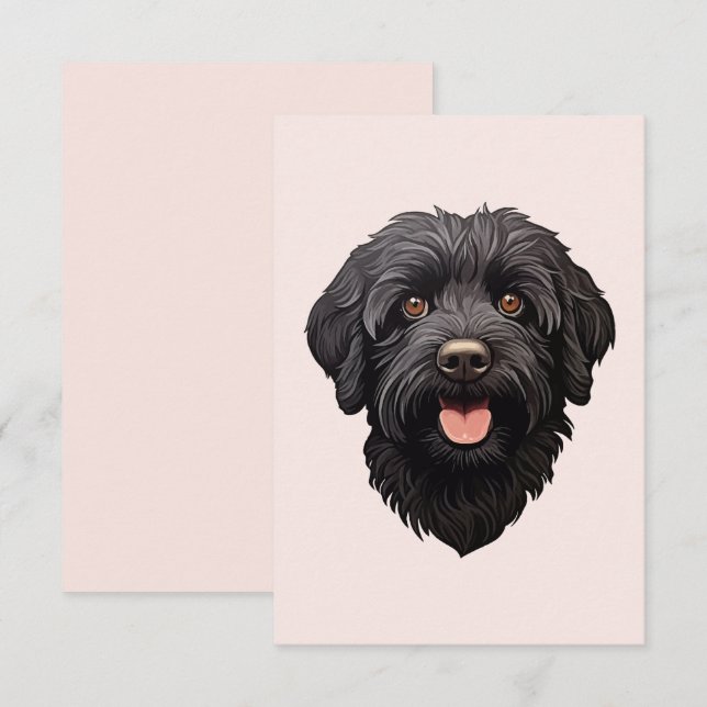 Svart Labradoodle Hund Kort (Fram/baksida)