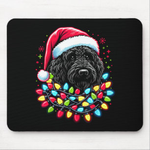 Svart Labradoodle Julgran Xmas Ljus Doodl Musmatta