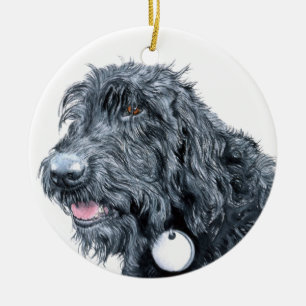 Svart Labradoodle Julgransprydnad Keramik