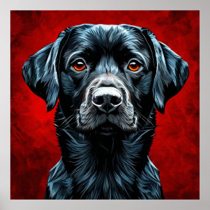 🐶 Svart Labradoodle Porträtt För Husdjursälskare Poster