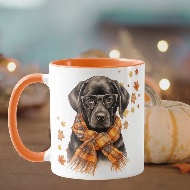 Svart Labradoodle Rutmönstrad Halsduk Mysig Höst K Mugg (Skapare uppladdad)