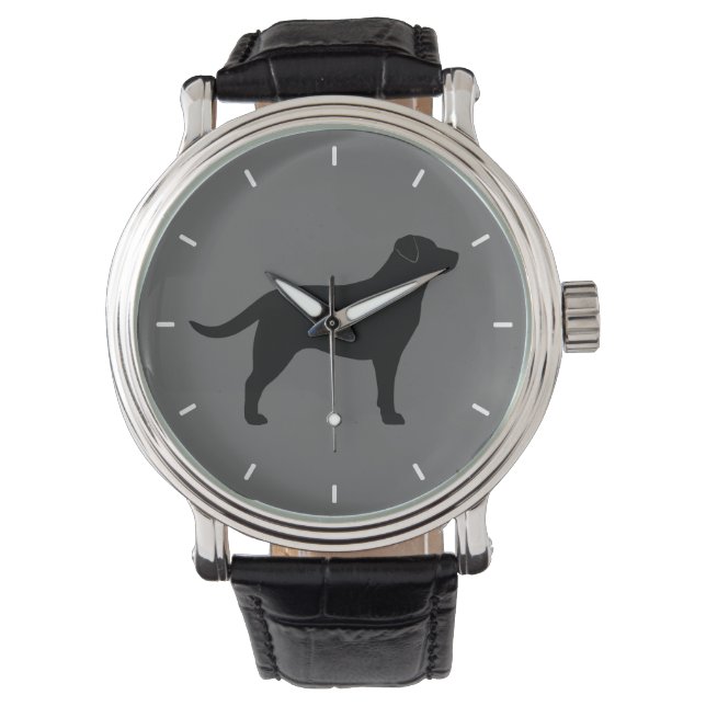 Svart Labradoodle Silhuett Armbandsur (Framsida)