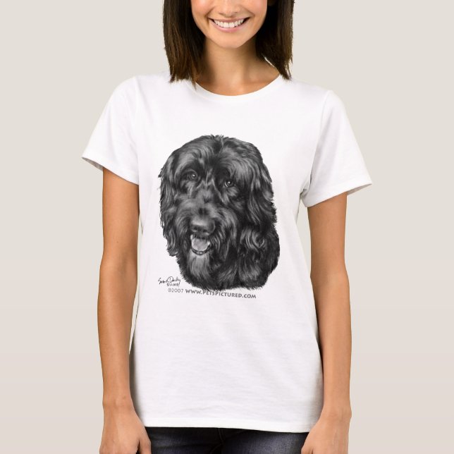 Svart Labradoodle T-shirt (Framsida)