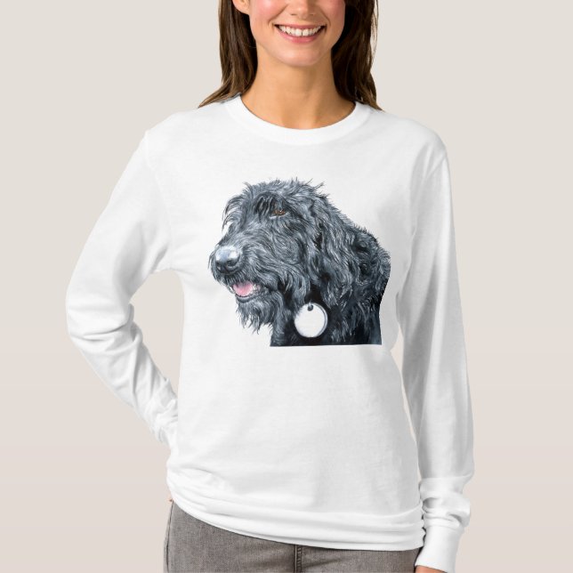 Svart labradoodle T-shirt (Framsida)