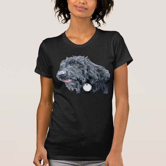 Svart Labradoodle T-tröja Tee (Framsida)