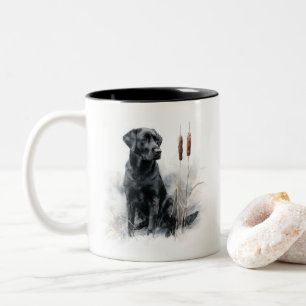 Svart Labradoodle Vattenfärgskonst Två-Tonad Mugg