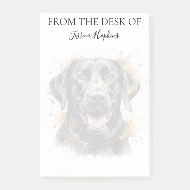 Svart Labrador Älskare Monogrammerad Hund Post-it Block (Framsida)