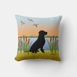 Svart labrador Bird Hund Sunset Kudde