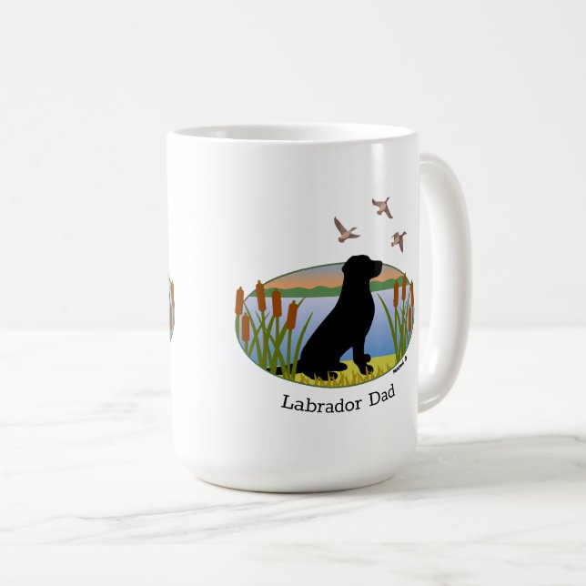 Svart labrador Bird Hund Sunset Oval Kaffemugg (Framsida höger)