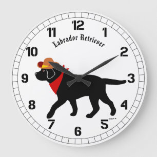 Svart Labrador Cowboytecknad Stor Klocka