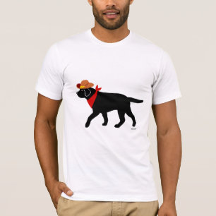 Svart Labrador Cowboytecknad T-shirt