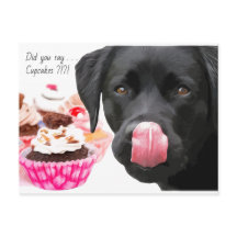 Svart Labrador Cupcake - Hund Födelsedag - Svart L