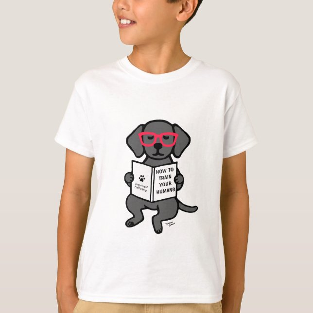 Svart Labrador för Hipster valp T-shirt (Framsida)