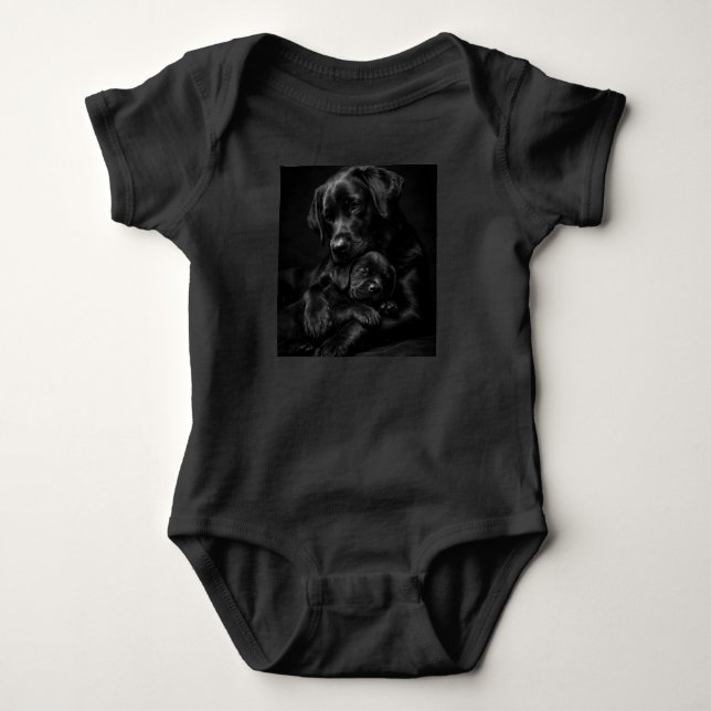 Svart Labrador, förälder och barn, Kärlekskram T Shirt (Framsida)