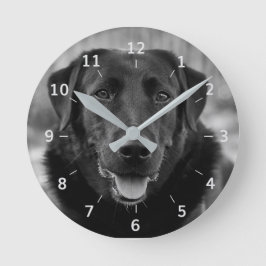 Svart labrador Foto Pet Hund Square Wall Clock Rund Klocka