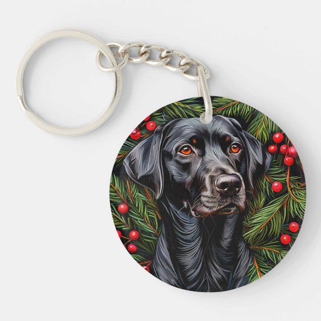 Svart Labrador Glow ❄️ Hundporträtt Husdjursälskar (Framsidan)