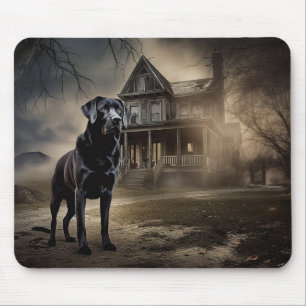 Svart Labrador Halloween Skräckinjagande Musmatta