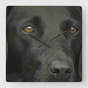 Svart Labrador hund Fyrkantig Klocka