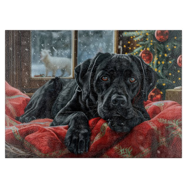 Svart Labrador Hund Jul Festlig (Framsidan)
