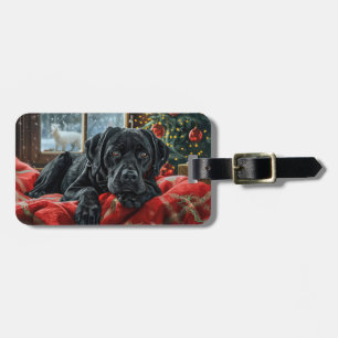 Svart Labrador Hund Jul Festlig Bagagebricka