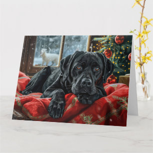 Svart Labrador Hund Jul Festlig Kort