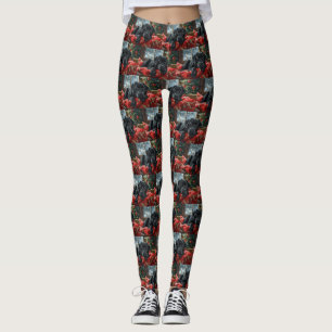Svart Labrador Hund Jul Festlig Leggings