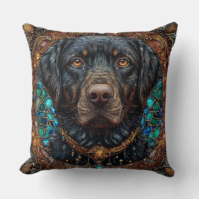 Svart labrador hund kudde (Framsida)
