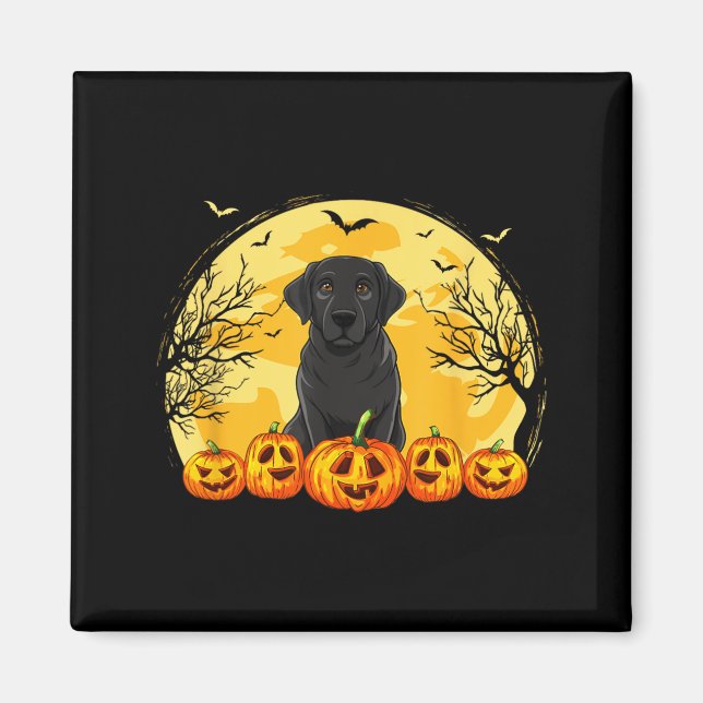 Svart Labrador Hund Pumpa Halloween Kostym Män Magnet (Framsidan)
