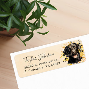 Svart Labrador Hund Returadressetikett Returadress Etikett
