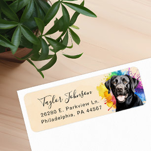 Svart Labrador Hund Returadressetikett Returadress Etikett