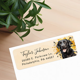 Svart Labrador Hund Returadressetikett Returadress Etikett