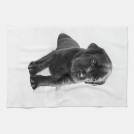 Svart labrador hundvalp kökshandduk