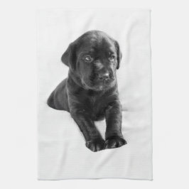 Svart labrador hundvalp kökshandduk