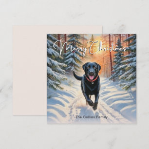Svart Labrador I Snö Glad Jul Julkort