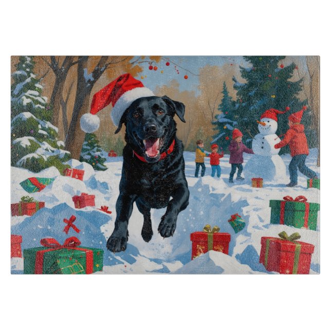 Svart Labrador Jul Festiv Snö Scen  (Framsidan)