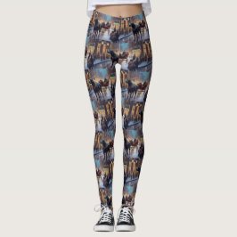 Svart Labrador Jul Festlig Säsong Leggings