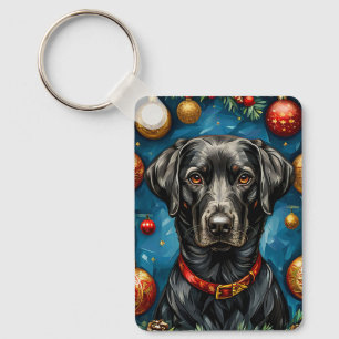 Svart Labrador Jul Hund Julpresent Present Nyckelring