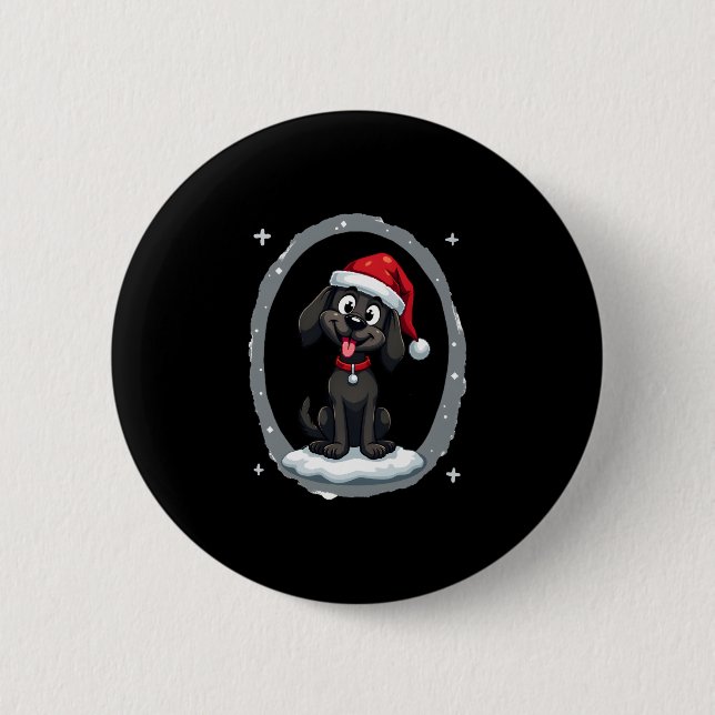 Svart Labrador jul Santa hatt jul pyjamas T-S Knapp (Framsida)