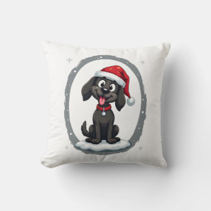 Svart Labrador jul Santa hatt jul pyjamas T-S Kudde